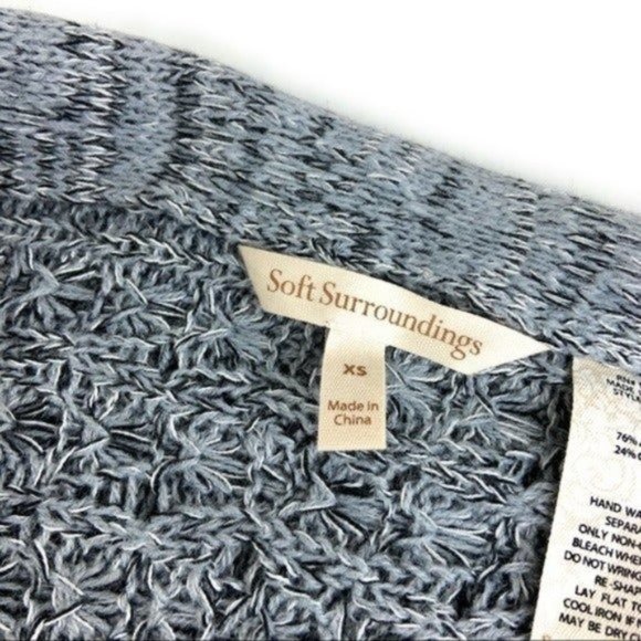 Soft Surroundings Crochet Duster Cardigan in Grey Ruffle Tassel Accents - Picture 3 of 4